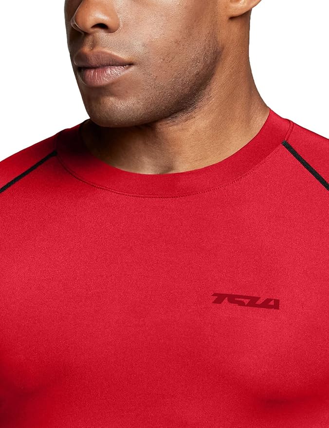 TSLA Men's UPF 50+ Compression Shirts, Cool Dry Long Sleeve Athletic Tops, Sports Baselayer Workout Shirt