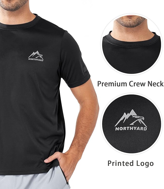 NORTHYARD Men's UPF 50+ Sun Protection Shirts Swim SPF UV Quick Dry Short Sleeve T-Shirts for Athletic Fishing Rash Guard