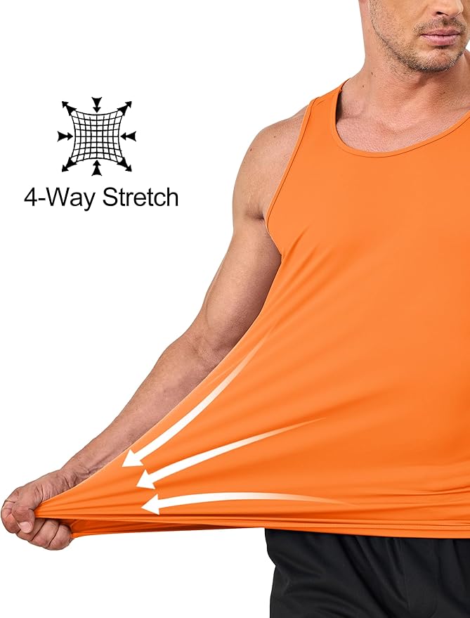 KEFITEVD Men's Workout Tank Tops Sleeveless Quick Dry UPF 80+ Summer Sun Shirts for Running Swim Gym Beach