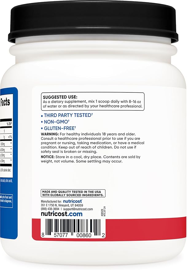 Nutricost BCAA Powder (Strawberry Kiwi, 90 Servings) - Optimal 2:1:1 Ratio