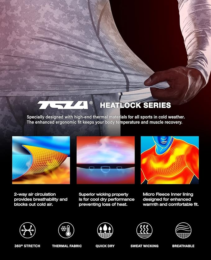 TSLA Men's Thermal Long Sleeve Compression Shirts, Mock/Turtleneck Winter Sports Running Base Layer Top