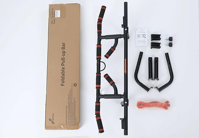 Sportneer 2025 Upgrade Pull up Bar for Doorway with Folding Handle, Door Pull up Bar Door Frame Multi-Grip Upper Body Trainer, 440lb, Indoor Fitness for Home Gym Strength Training - US Patent Pending