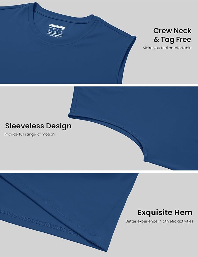 MAGCOMSEN 2 Pack Men's UPF 80+ Tank Tops Quick Dry Workout Gym Sleeveless Muscle Shirts Cooling Summer Beach Swim Shirt