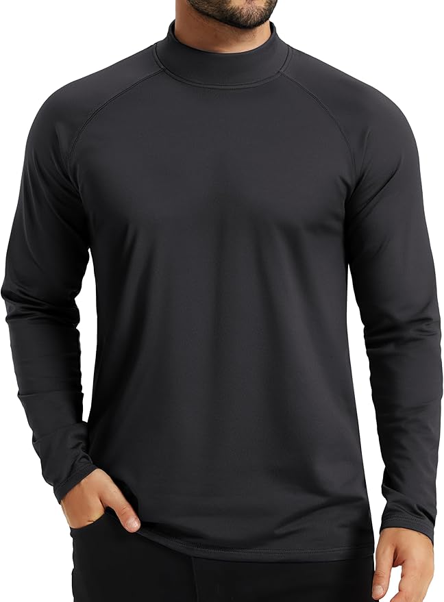 TACVASEN Mens Thermal Fleece Shirt Mock Turtle Neck Base Layer Long Sleeve Athletic Warm Undershirt Winter Running Tops
