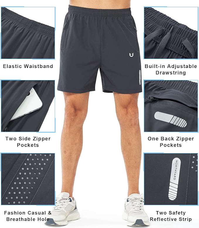 NORTHYARD Men's Athletic Running Shorts Quick Dry Workout Shorts 7"/ 5"/ 9" Lightweight Sports Gym Basketball Tennis Hiking