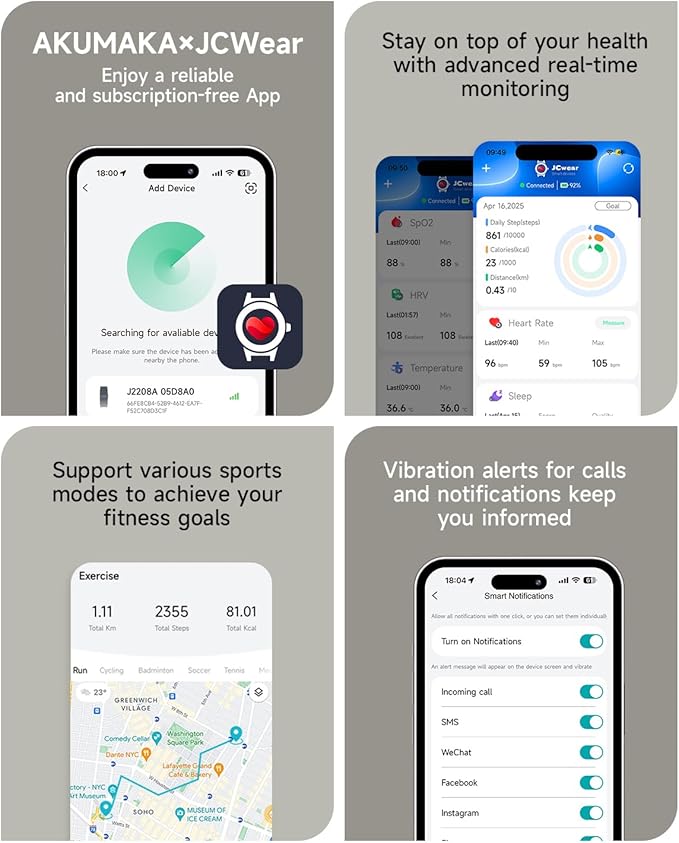Health Fitness Tracker, Wearable Activity Step Tracker for Men Women, All-Day Sleep/Heart Rate/ SpO2/ Stress/Blood Pressure Monitor, IP68 Multiple Sports Modes Watch, Free App for Android iPhone