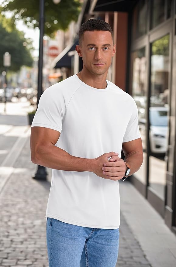Askdeer Men's T-Shirt Short Sleeve Quick Dry Shirts Lightweight Workout Athletic Tees for Running, Beach, Hiking