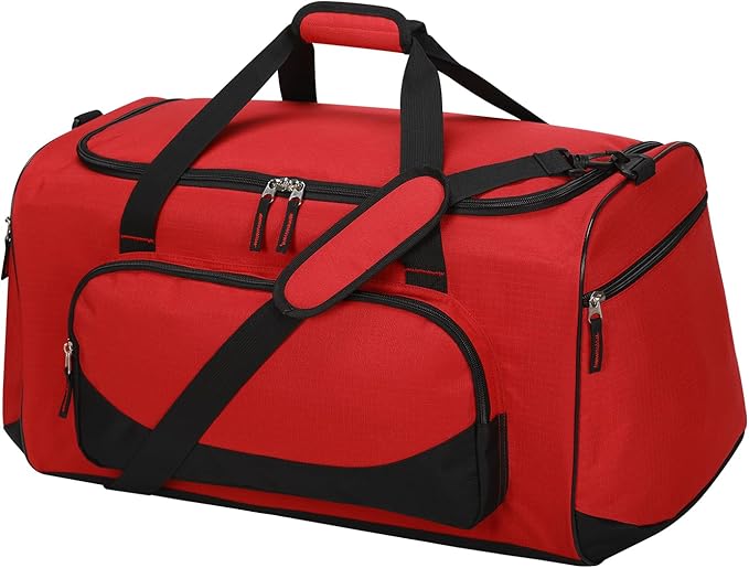 55L Large Gym Duffle Bag for Men - 22 inch Men's Sports Bag Heavy Duty Duffel Bag（Red)