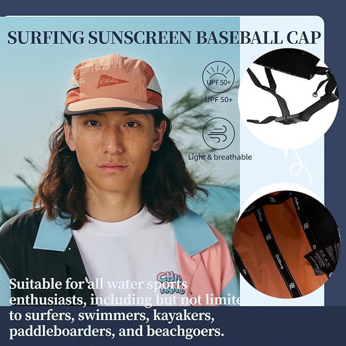 Vintage American-Style Sports Sunscreen Baseball Cap,Outdoor Camping Sunshade Waterproof and Non-Slip Surfing Hat Water Sport