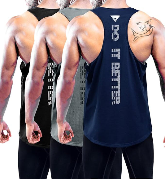 Boyzn Men's 1, 3 or 5 Pack Y-Back Workout Tank Tops, Athletic Muscle Gym Tank Tops, Fitness Bodybuilding Sleeveless T-Shirts
