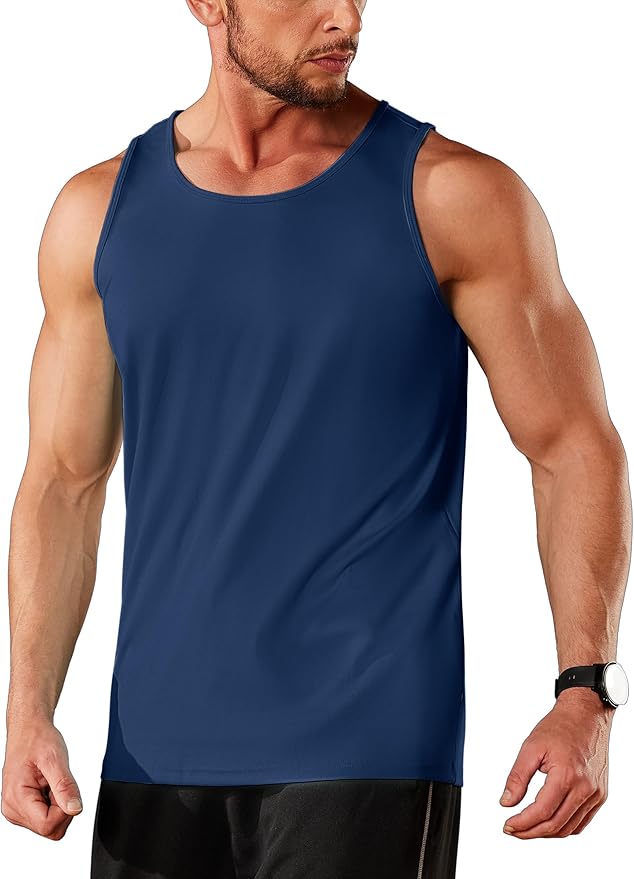 TACVASEN Men's Workout Tank Tops Sleeveless UPF 50+ Summer Sun Shirts Quick Dry for Running Swim Gym Beach