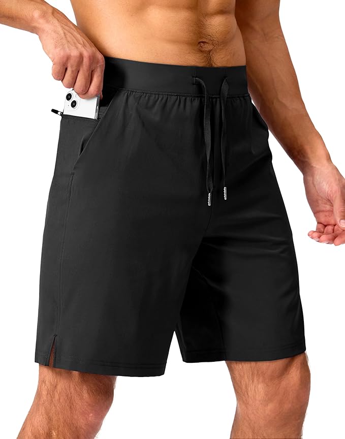 Men's Running Shorts with Zipper Pockets 9 Inch/ 7 Inch / 5 Inch Lightweight Quick Dry Gym Workout Athletic Shorts for Men