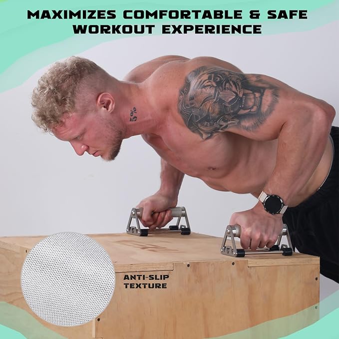 Push Up Stand, Pushup Handles with Aluminum Alloy Grips for Strength Training, Heavy-duty Push Up Bars with Anti-slip, Odor-free Silicone Pads,1 Pair