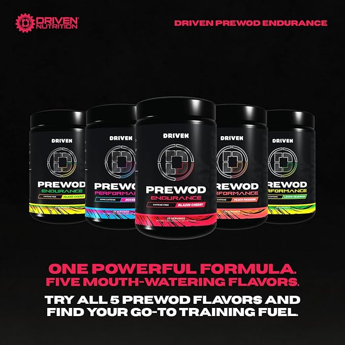 Driven PREWOD Caffeine-Free Pre-Workout – 25 Servings – Stimulant-Free Supplement with Beta-Alanine, Citrulline & Electrolyte Support – Focus, Endurance & Strength for High-Intensity Training