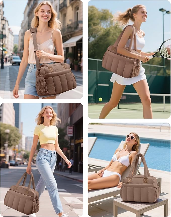 oscaurt Gym Bag for Women Lightweight Duffle Bag for Travel with Toiletry Pouch Water Resistant Carry On Weekender Overnight Duffel