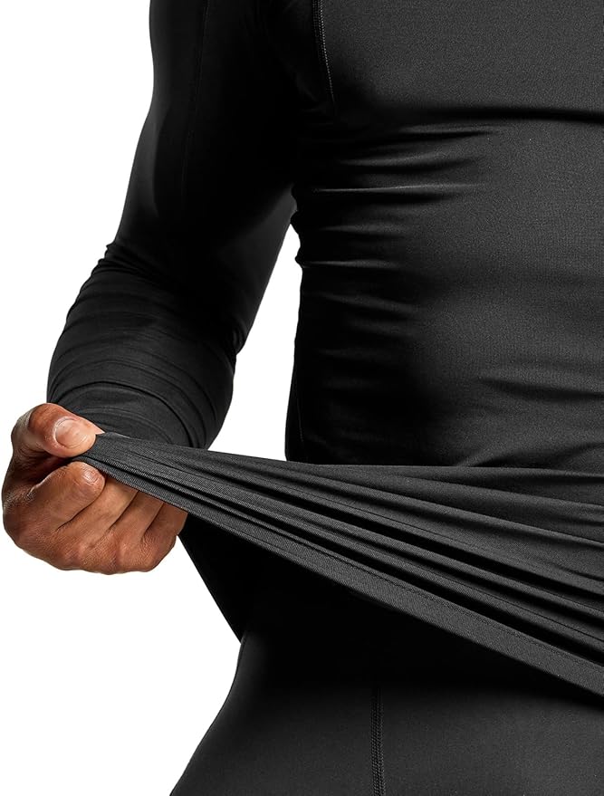 TSLA Men's Thermal Long Sleeve Compression Shirts, Mock/Turtleneck Winter Sports Running Base Layer Top