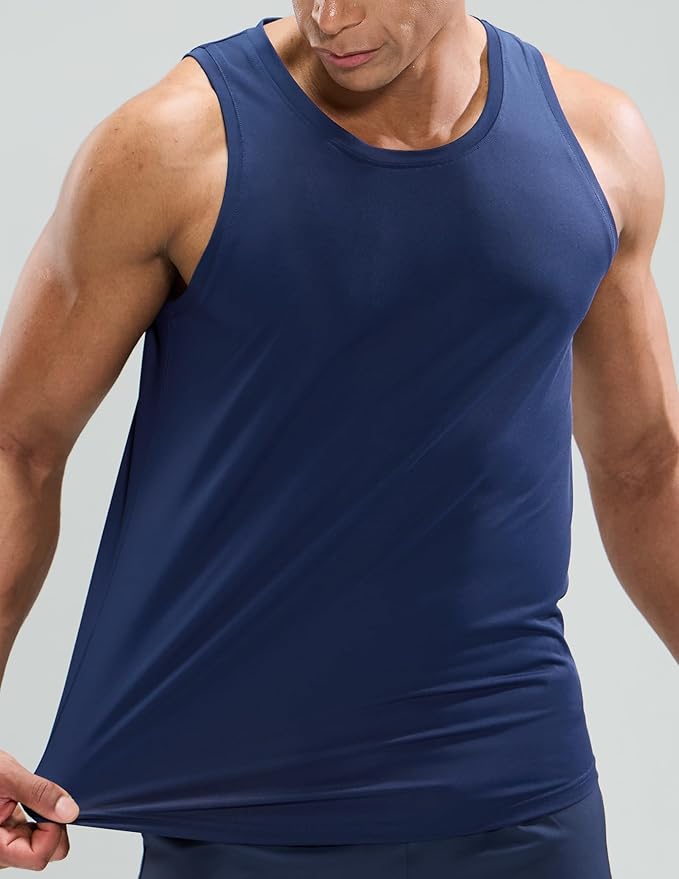 MIER Men's Tank Tops Workout Sleeveless Tee Shirts Muscle Athletic Gym Running Beach Tanks for Men, Quick Dry