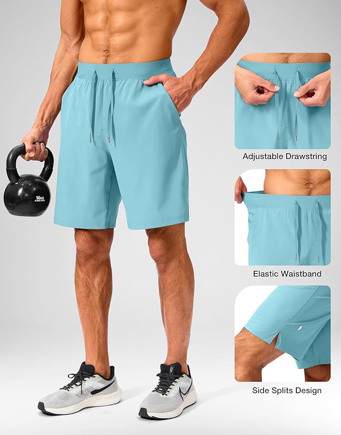 Men's Running Shorts with Zipper Pockets 9 Inch/ 7 Inch / 5 Inch Lightweight Quick Dry Gym Workout Athletic Shorts for Men