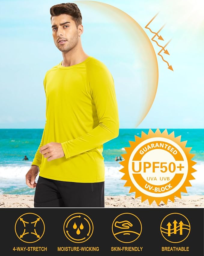 MAGCOMSEN Men's Long Sleeve Shirts UPF 50+ UV Sun Protection Athletic Shirts for Hiking Running Workout Rash Guard