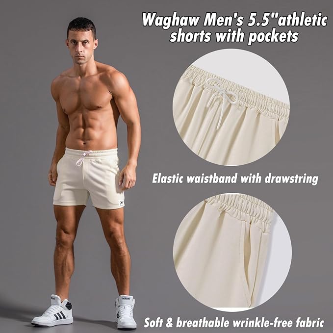 Mens 5 Inch/7 Inch Cotton Shorts Mens Sweat Athletic Shorts for Men Gym Worket Shorts with Pockets