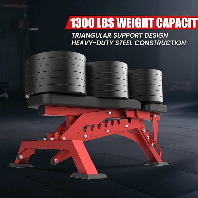 Adjustable Weight Bench, 1300lbs Capacity Heavy Duty Workout Bench for Home and Garage Gym, Multi-Position Backrest and Seat Strength Training Bench