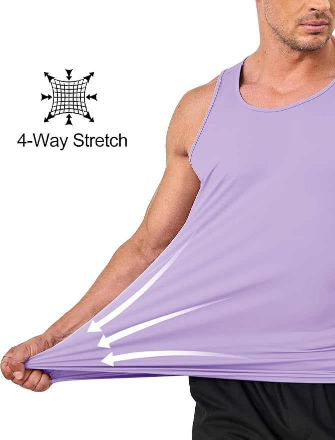 KEFITEVD Men's Workout Tank Tops Sleeveless Quick Dry UPF 80+ Summer Sun Shirts for Running Swim Gym Beach