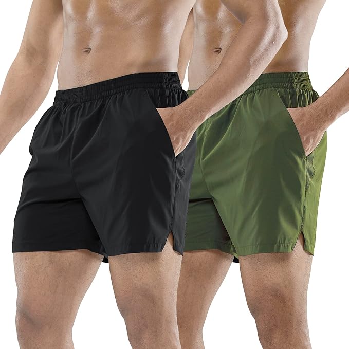 MIER Men's Workout Running Shorts Quick Dry Active 5 Inches Shorts with Pockets, Lightweight, Breathable