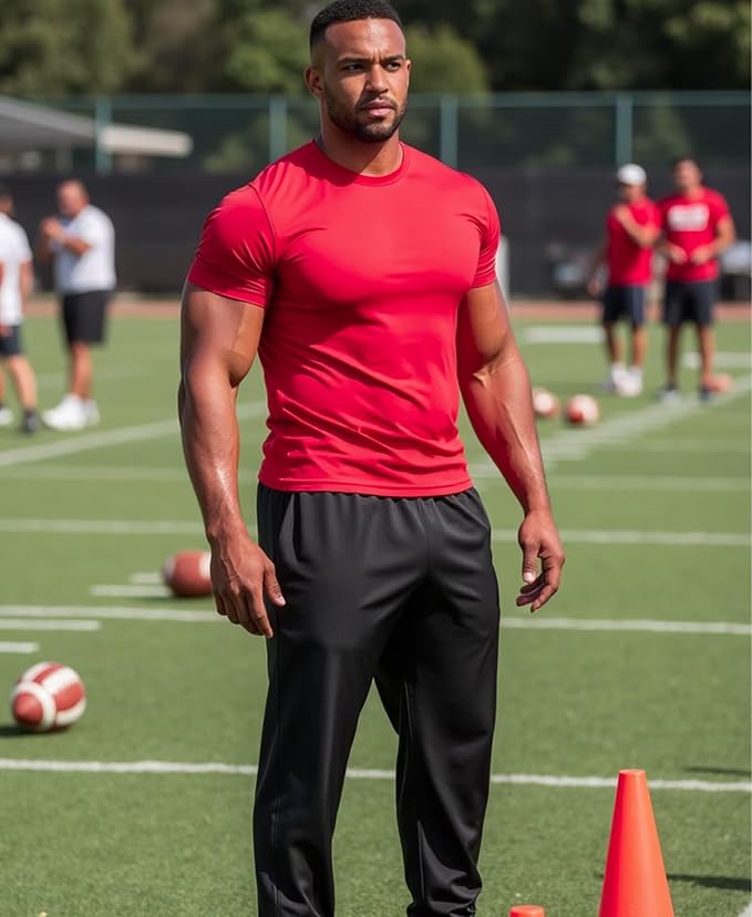 Mens Workout Shirts Fitted, Quick Dry Gym Tshirts Running Athletic Top Moisture Wicking Tee