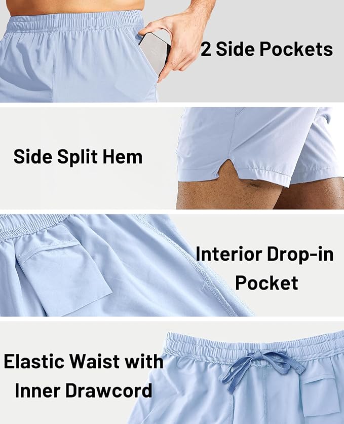 MIER Men's Workout Running Shorts Quick Dry Active 5 Inches Shorts with Pockets, Lightweight, Breathable