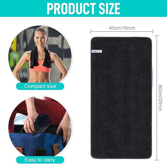 SINLAND Microfiber Gym Towels Sports Fitness Workout Sweat Towel Super Soft and Absorbent 3 Pack 16 Inch X 32 Inch