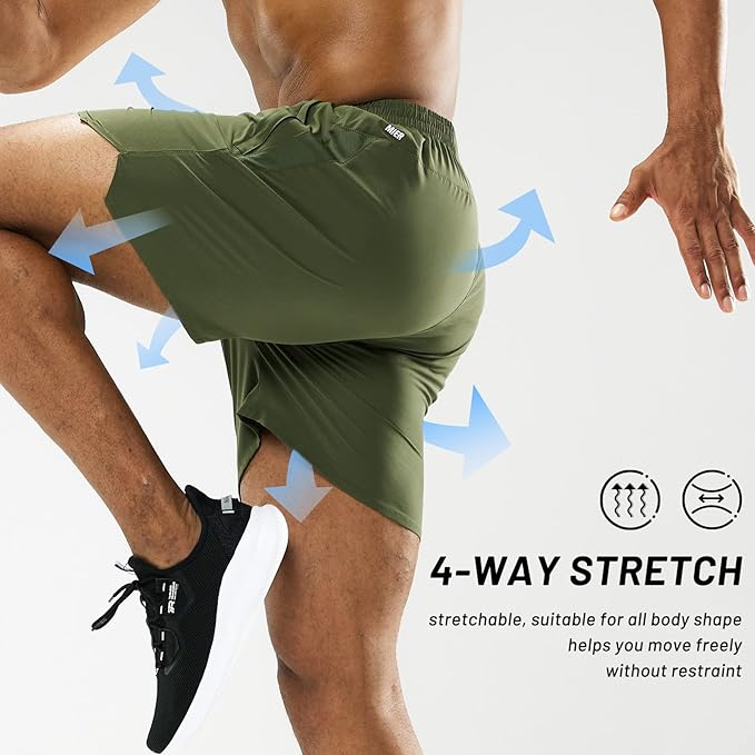 MIER Men's Workout Running Shorts Quick Dry Active 5 Inches Shorts with Pockets, Lightweight, Breathable