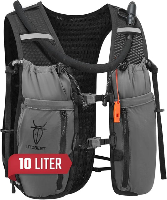 Upgrade Running Hydration Vest 10L, Running Backpack for Women Men Multi-Functional Storage, Adjustable Water Vest for Trail Marathon Race Jogging Cycling