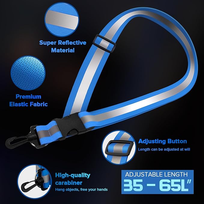 Reflective Sash for Walking at Night, High Visibility Reflective Running Gear Night Walking Safety Gear for Men Women Kids, Reflective Sash with 2 Pcs Reflective Armbands for Running Walking