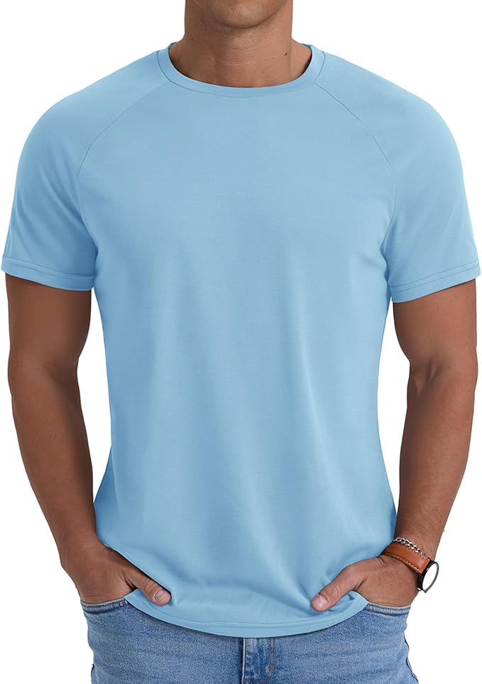 Askdeer Men's T-Shirt Short Sleeve Quick Dry Shirts Lightweight Workout Athletic Tees for Running, Beach, Hiking