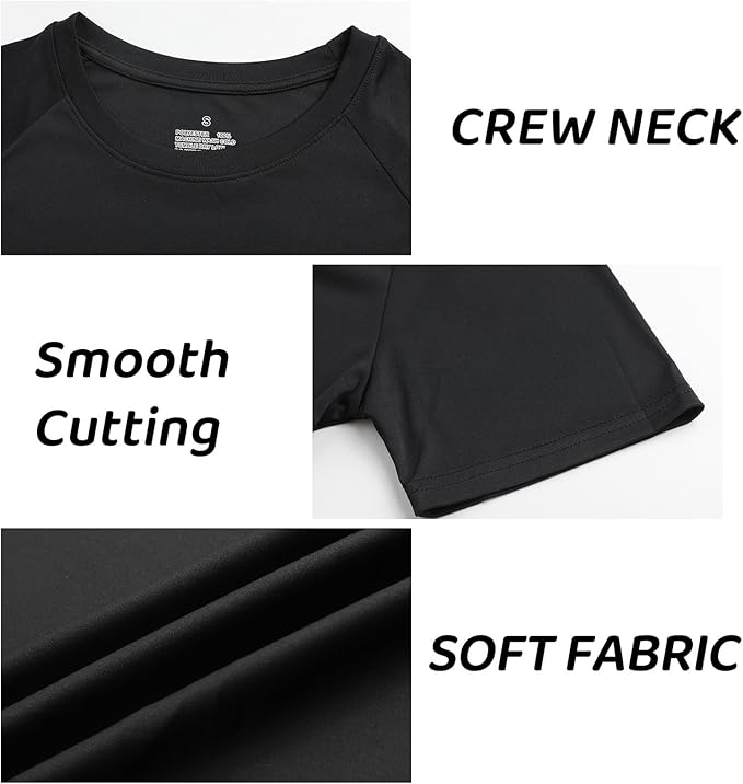 Sumolux 5 Pack Men’s Active Crew Neck T Shirts Quick Dry Athletic Running Gym Workout Short Sleeve Tee Tops Bulk