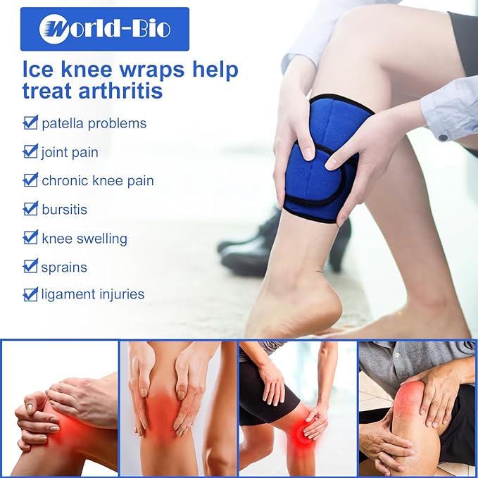 Knee Ice Pack for for Injury, Reusable Hot Cold Ice Gel Pack for Swelling, Muscle Soreness, Joint Pain, Flexible Knee Ice Pack Wrap Cold Compress for Replacement Surgery, Sprains, Arthritis