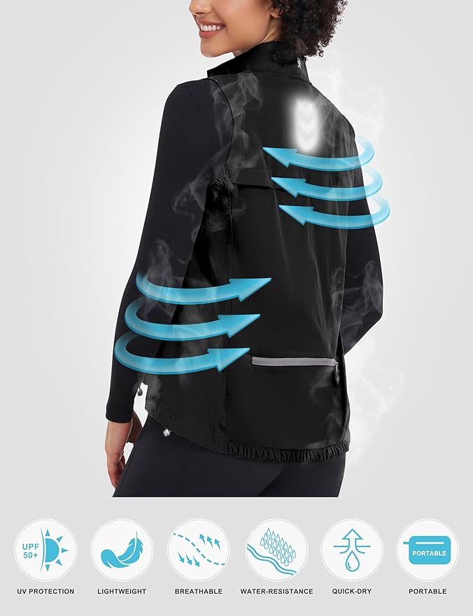 Little Donkey Andy Women's Lightweight Quick Dry Vest Summer Windproof Sleeveless Elastic Jacket for Golfing Cycling Running