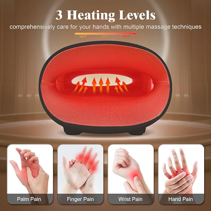 Hand Massager, 9 Modes 9 Intensities Hand Massage, Cordless Hand Massager for Arthritis and Carpal Tunnel, Gift for Men Women Parents Relaxation at Office,Black