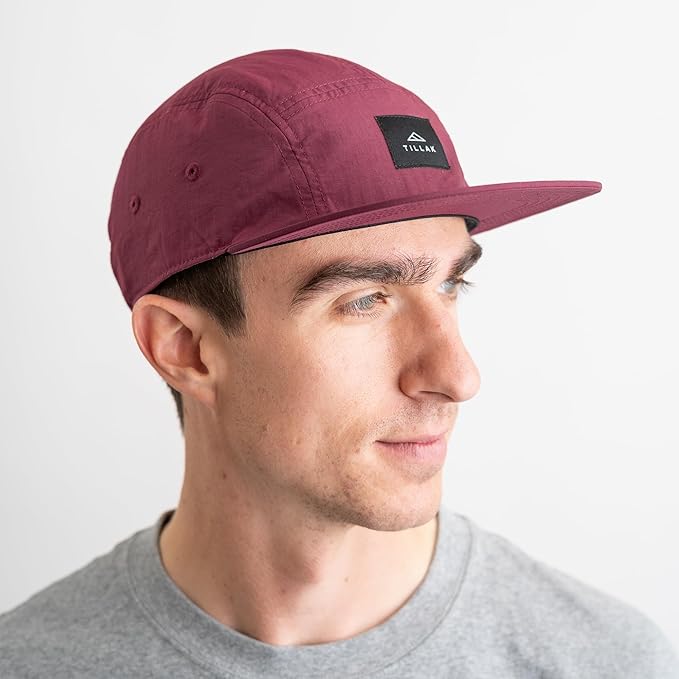 Tillak Wallowa Camp Hat, Lightweight Nylon 5 Panel Cap with Snap Closure