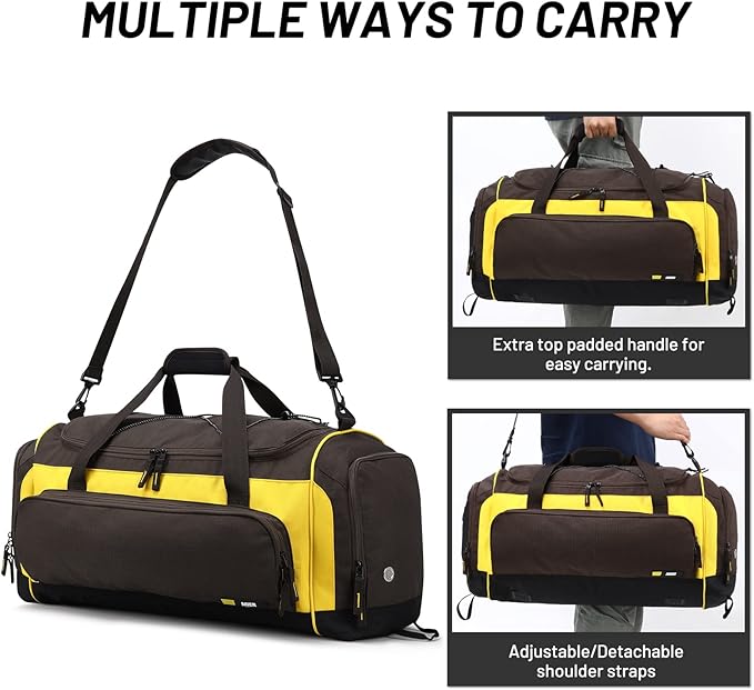 MIER Large Duffel Bag Men's Gym Bag with Shoe Compartment, 60L