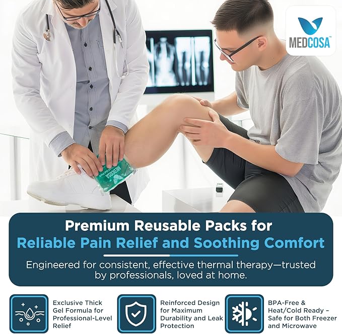 Medcosa Large Flexible Sport Ice Pack | Any Ache, Any Pain, We’ve Got You Covered | Extra Large Cold Reusable Pack | Ideal for Sport Injuries, R.I.C.E Treatment & Back Ailments