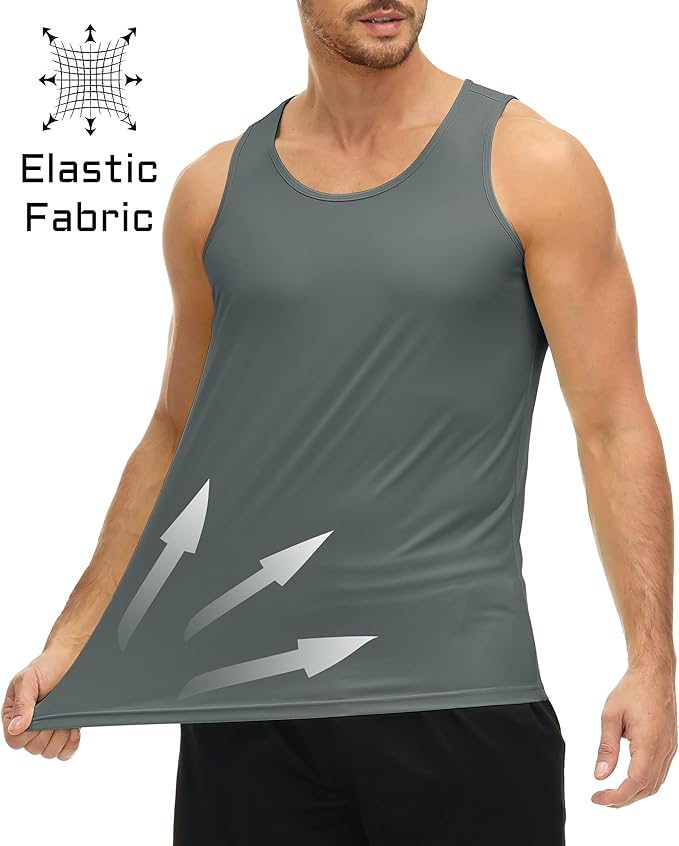 MAGCOMSEN Men's UPF 50+ Tank Top Quick Dry Summer Workout Muscle Sleeveless Shirts for Swim Beach Bodybuilding