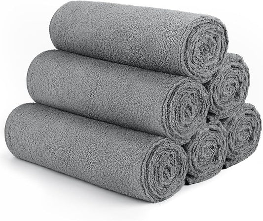 Orighty Gym Towels, Highly Absorbent Sweat Towels, Soft and Quick Drying Gym Towel for Daily Use, Multi-Purpose Towel for Sport, Salon, Spa, Hotel, 16 x 27 Inch, Grey, 6 Pack