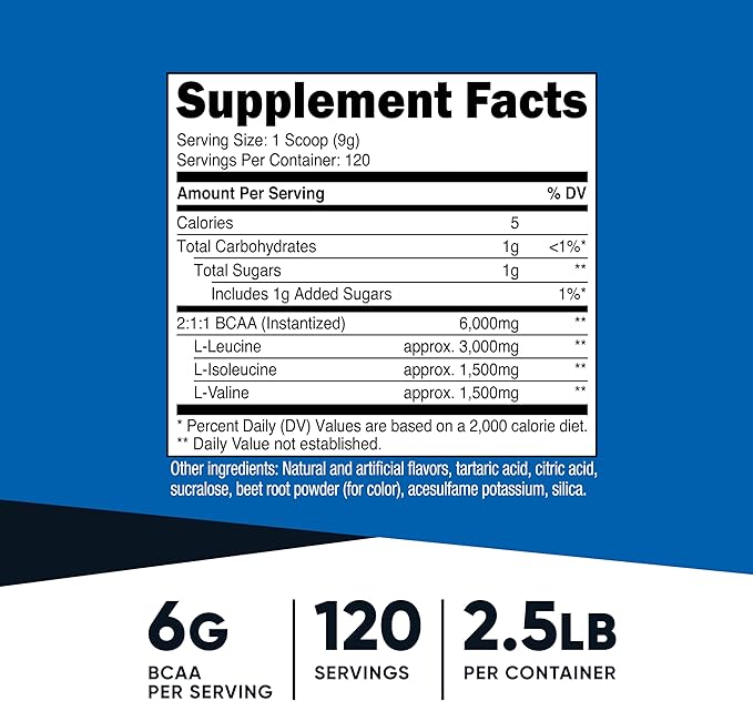 Nutricost BCAA Powder 2:1:1 (Watermelon, 120 Servings) - Gluten Free, Non-GMO, Vegetarian
