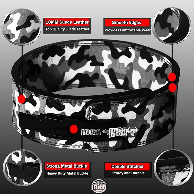 IBRO Powerlifting Lever Gym Belt – Power 8MM, 10MM or 13MM Extreme Heavy Duty Genuine Leather Belts - Squats Deadlifts Bodybuilding Weight Lifting IPF Power Lifting Strongman for Men