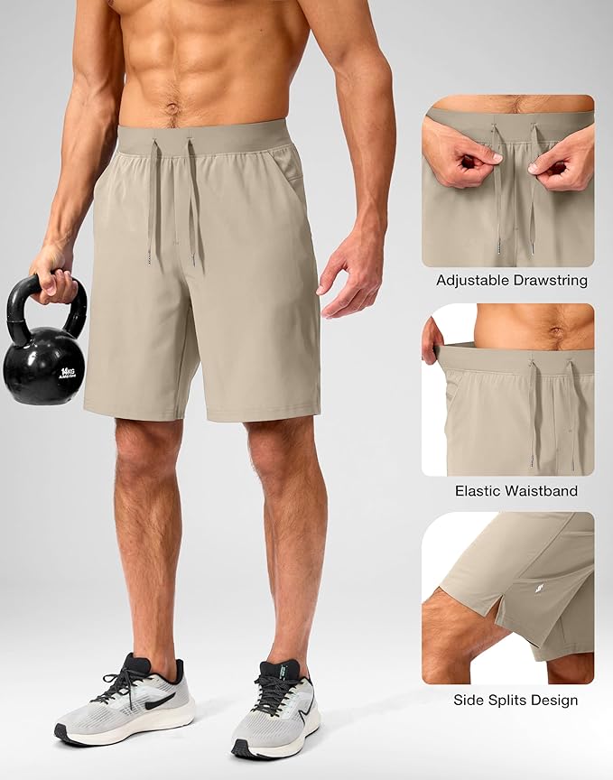 Men's Running Shorts with Zipper Pockets 9 Inch/ 7 Inch / 5 Inch Lightweight Quick Dry Gym Workout Athletic Shorts for Men