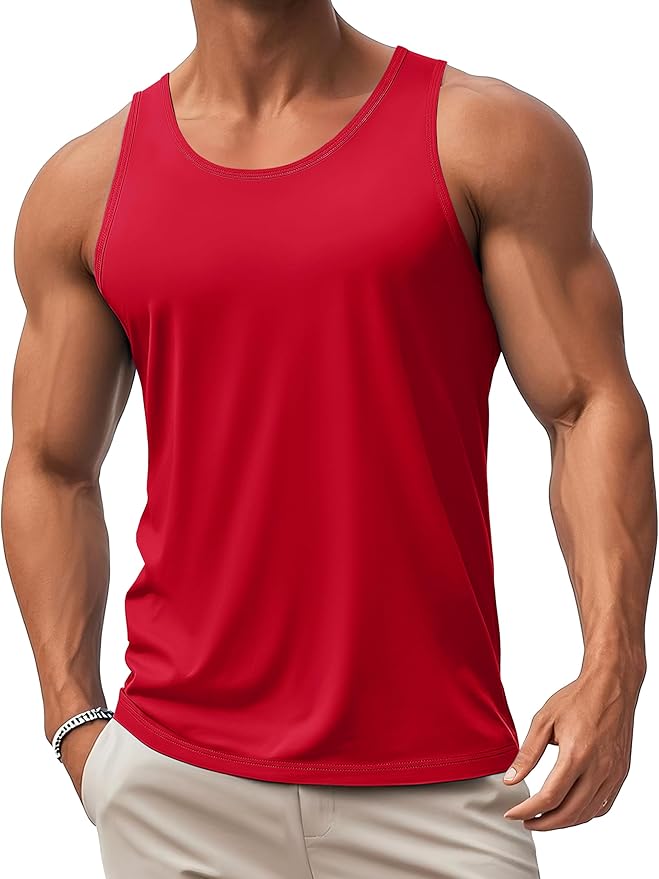 MAGCOMSEN Mens Workout Tank Tops Undershirt Cotton Muscle Athletic Sleeveless Shirts for Gym