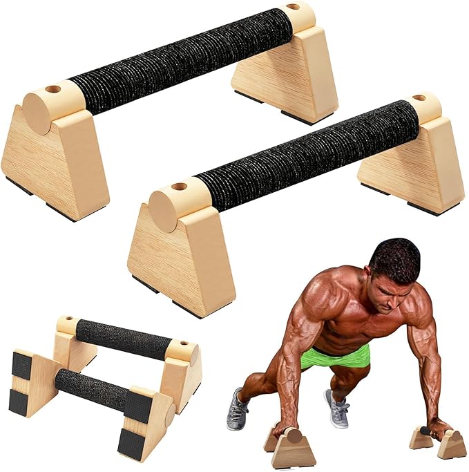 Parallettes Bars - Wooden Calisthenics Equipment for Handstand Training, Push Up Bars & Calisthenics Bar - Handstand Bars and Pushup Handles for Men