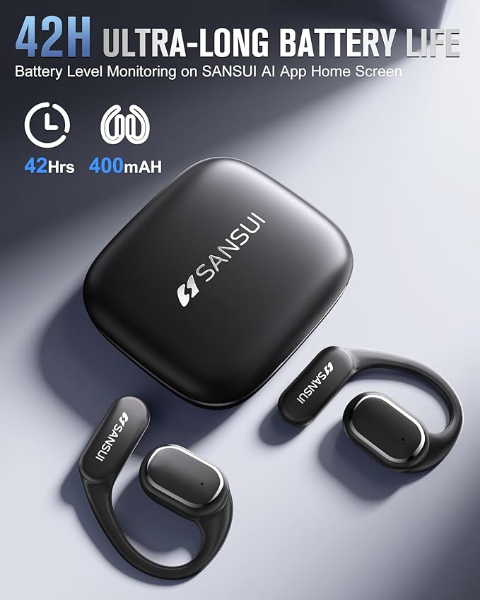 SANSUI AI Translation Earbuds Real Time,6-in-1 Bluetooth 6.0 Language Translator Earbuds,Audifonos Traductores Inglés Español,Translate Ear Buds with 42H Playtime for Travel,Business and Learning