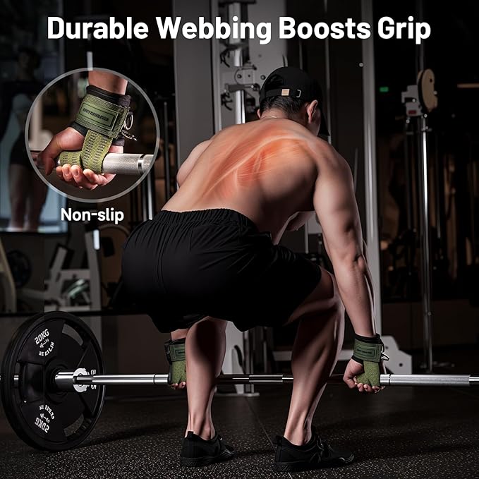 MANUEKLEAR Non-Slip Wrist Straps for Weightlifting Deadlifting, Gym Lifting Straps with D Rings for Cable Machine Workout, 10mm Neoprene Padded Weight lifting Wrist Wraps for Men Women